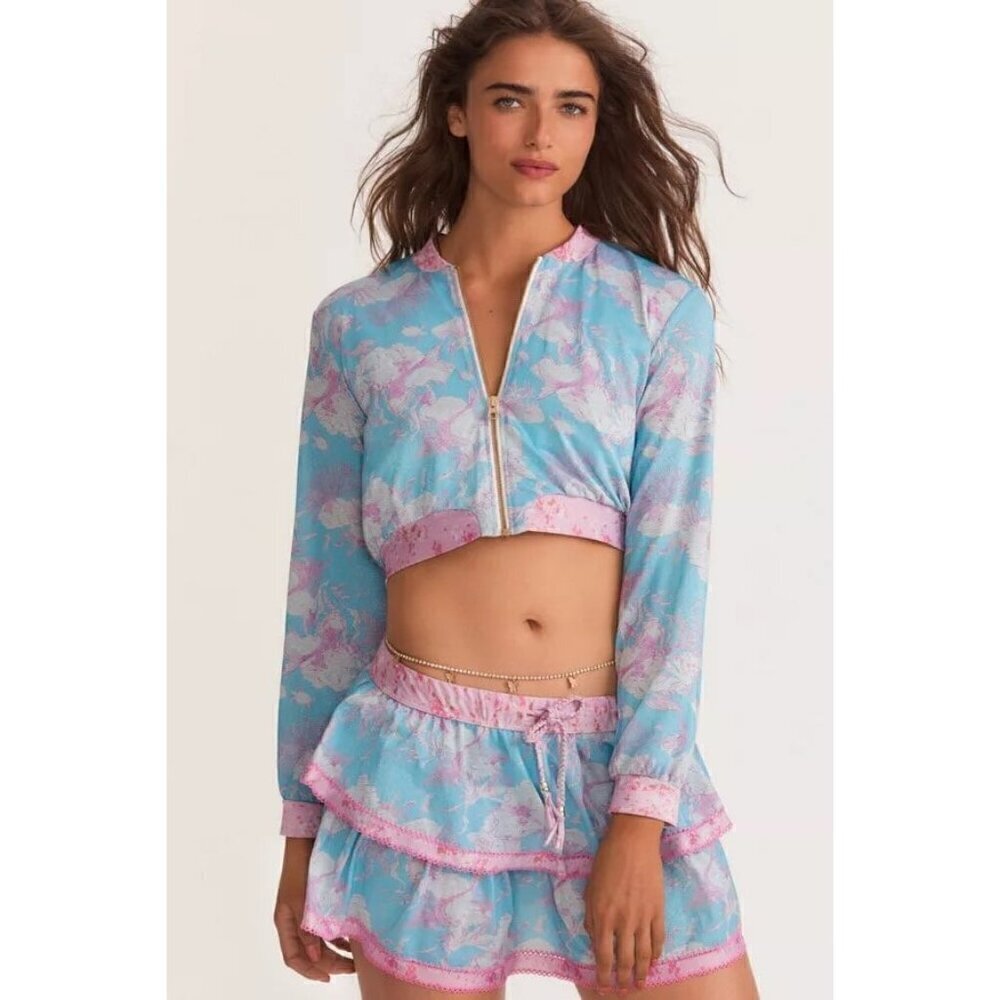 NWT Hurley x Loveshackfancy under the sea cropped bomber jacket